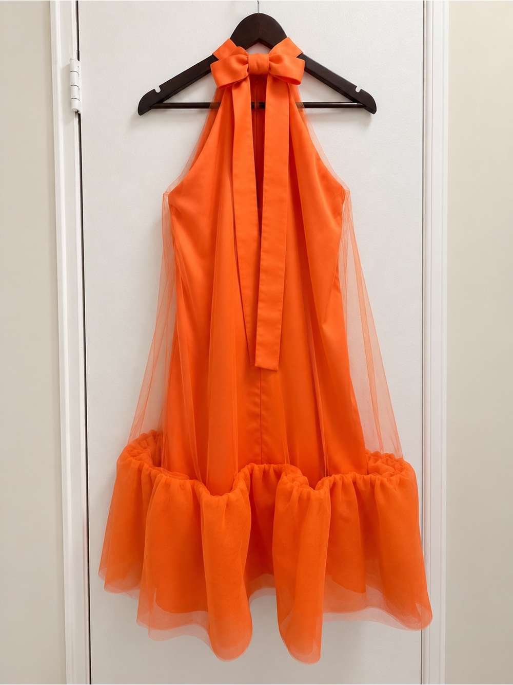 One of a kind Orange Halter Bow Tulle Dress